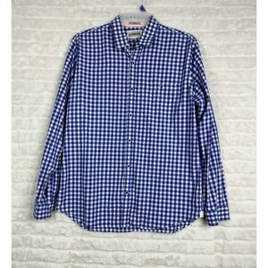 EXPRESS Men's Blue White Gingham Check Long Sleeve Fitted Dress Shirt XL